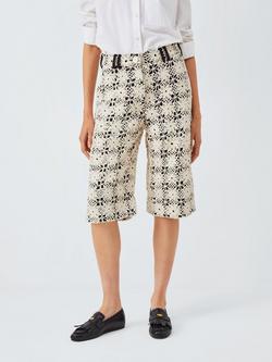 S.S.DALEY Ida Pure Wool Crochet Shorts, Cream/Black, Cream/Black