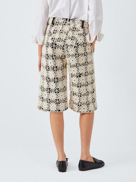 S.S.DALEY Ida Pure Wool Crochet Shorts, Cream/Black - view 2, Cream/Black