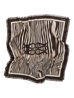 Malina Stripe Frill Edge Pure Silk Scarf, Moire, Moire