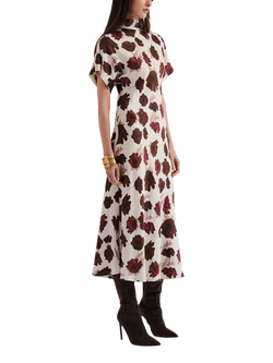 Malina Alivia Floral Satin Dress, Wine Peony, Wine Peony