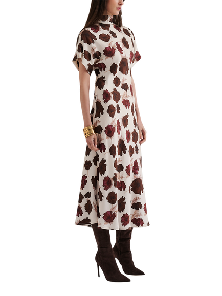 Malina Alivia Floral Satin Dress, Wine Peony, Wine Peony