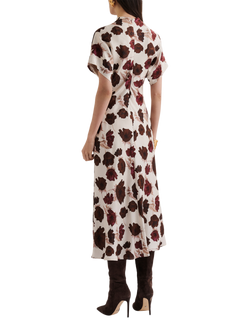 Malina Alivia Floral Satin Dress, Wine Peony - view 2, Wine Peony