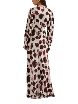 Malina Alize Floral Satin Maxi Dress, Wine Peony - view 2, Wine Peony