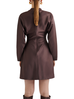Malina Zora Barrel Mini Dress, Chocolate - view 2, Chocolate