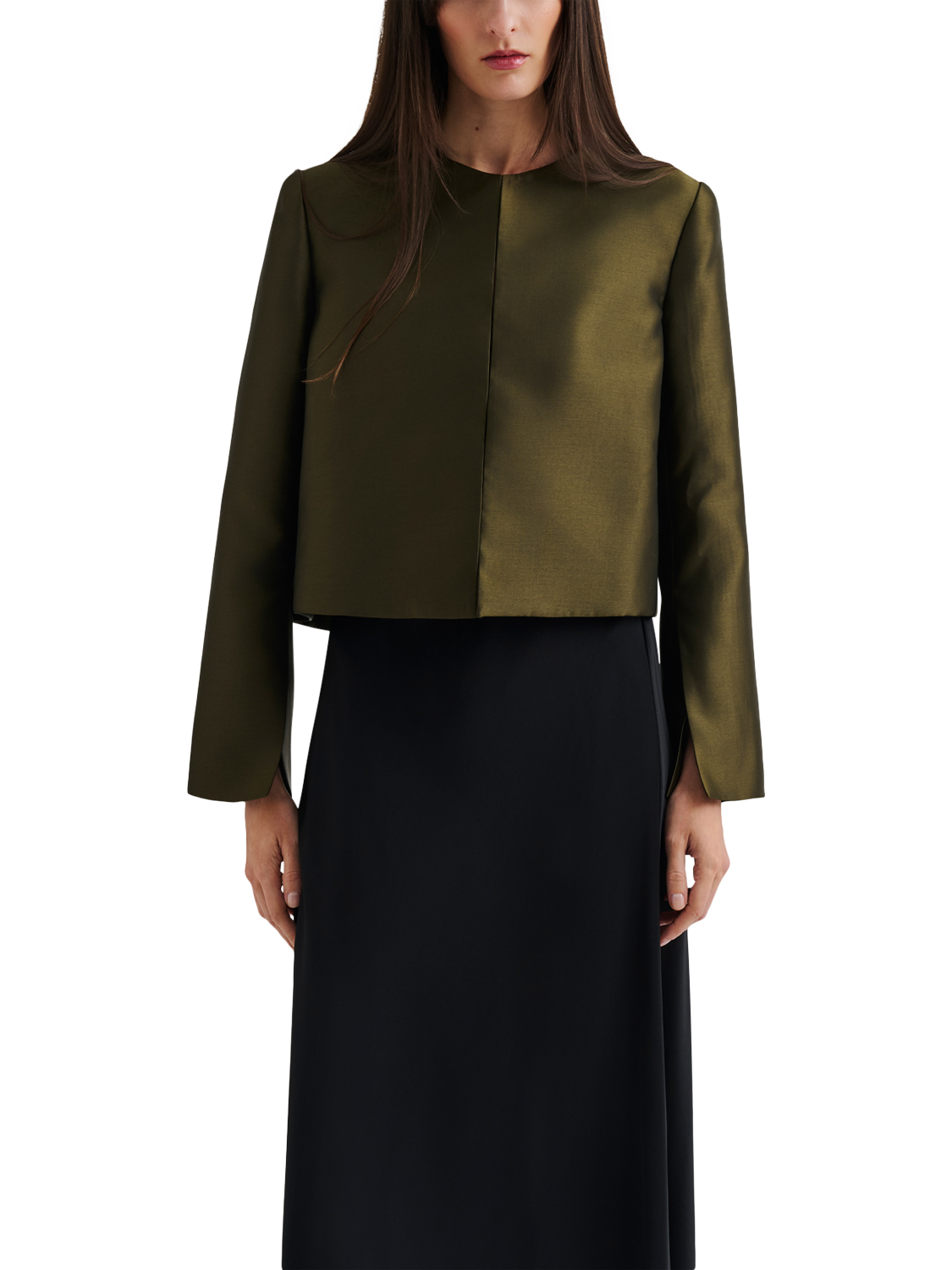 Product image 1 of 5, which shows Malina Ruthie Slit Sleeve Top, Olive, XS