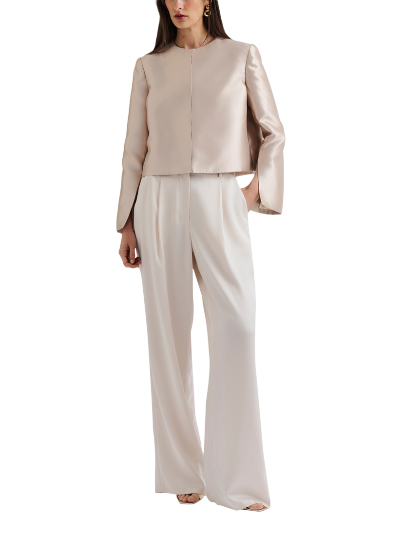Product image 3 of 5, which shows Malina Ruthie Slit Sleeve Top, Soft Beige, XS