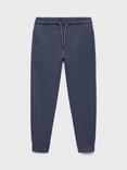 Mango Kids' Marine Cotton Pique Drawstring Trousers, Medium Blue