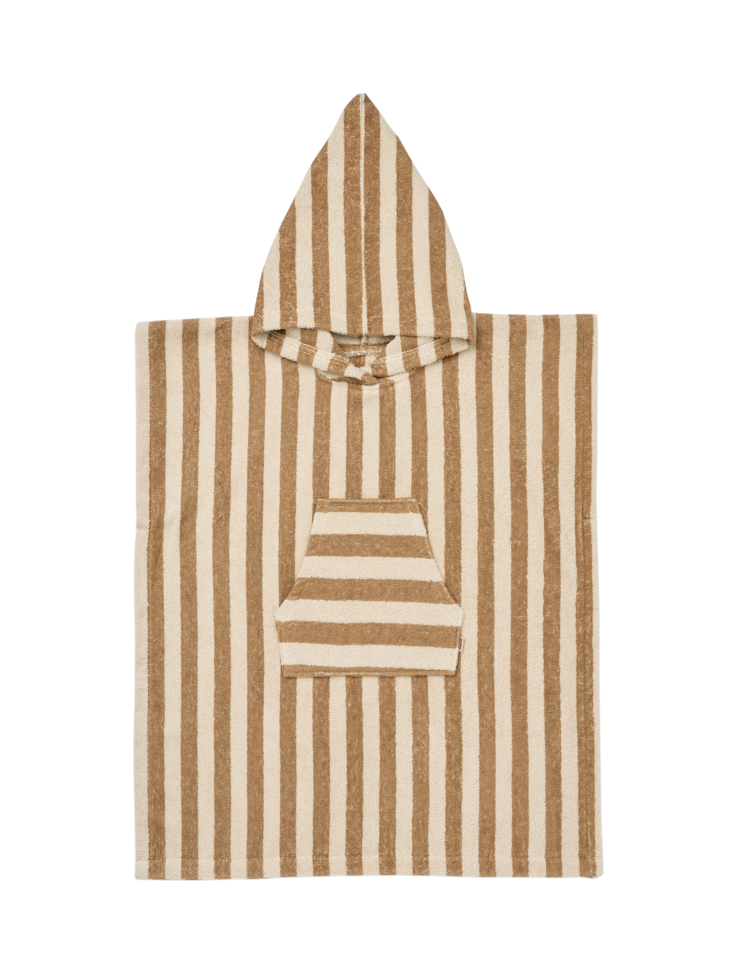 Product image 1 of 1, which shows WHEAT Kid's Cotton Terry Striped Poncho, Natural Beige, 12-24 months