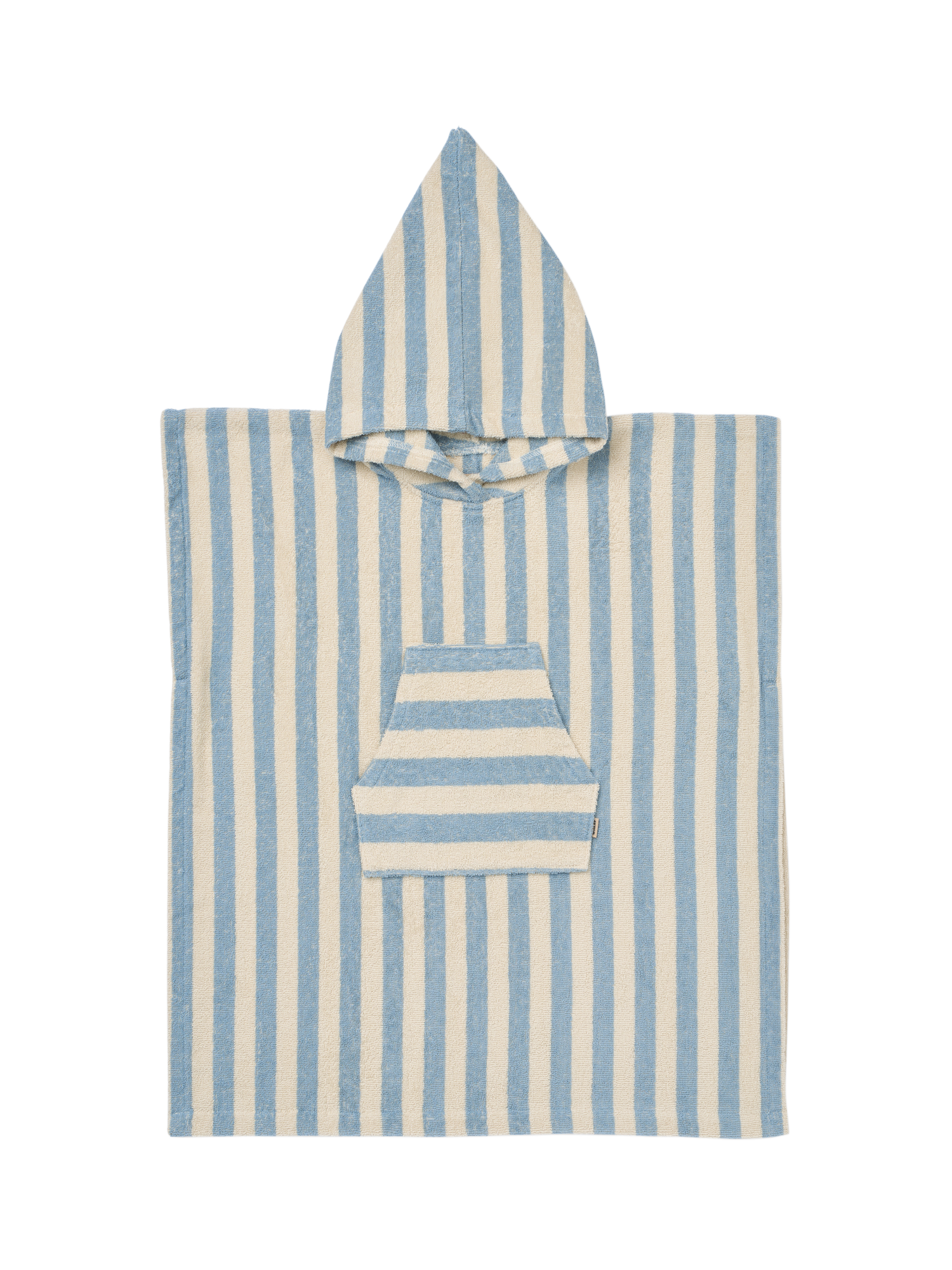 Product image 1 of 1, which shows WHEAT Kid's Cotton Terry Striped Poncho, Blue/Multi, 12-24 months