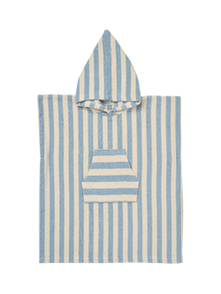WHEAT Kid's Cotton Terry Striped Poncho, Blue/Multi