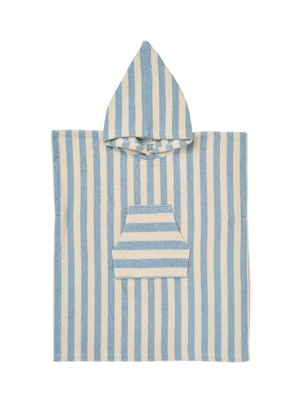 WHEAT Kid's Cotton Terry Striped Poncho, Blue/Multi