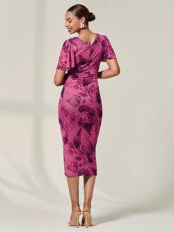 Jolie Moi Abstract Mesh Midi Dress, Purple - view 2, Purple