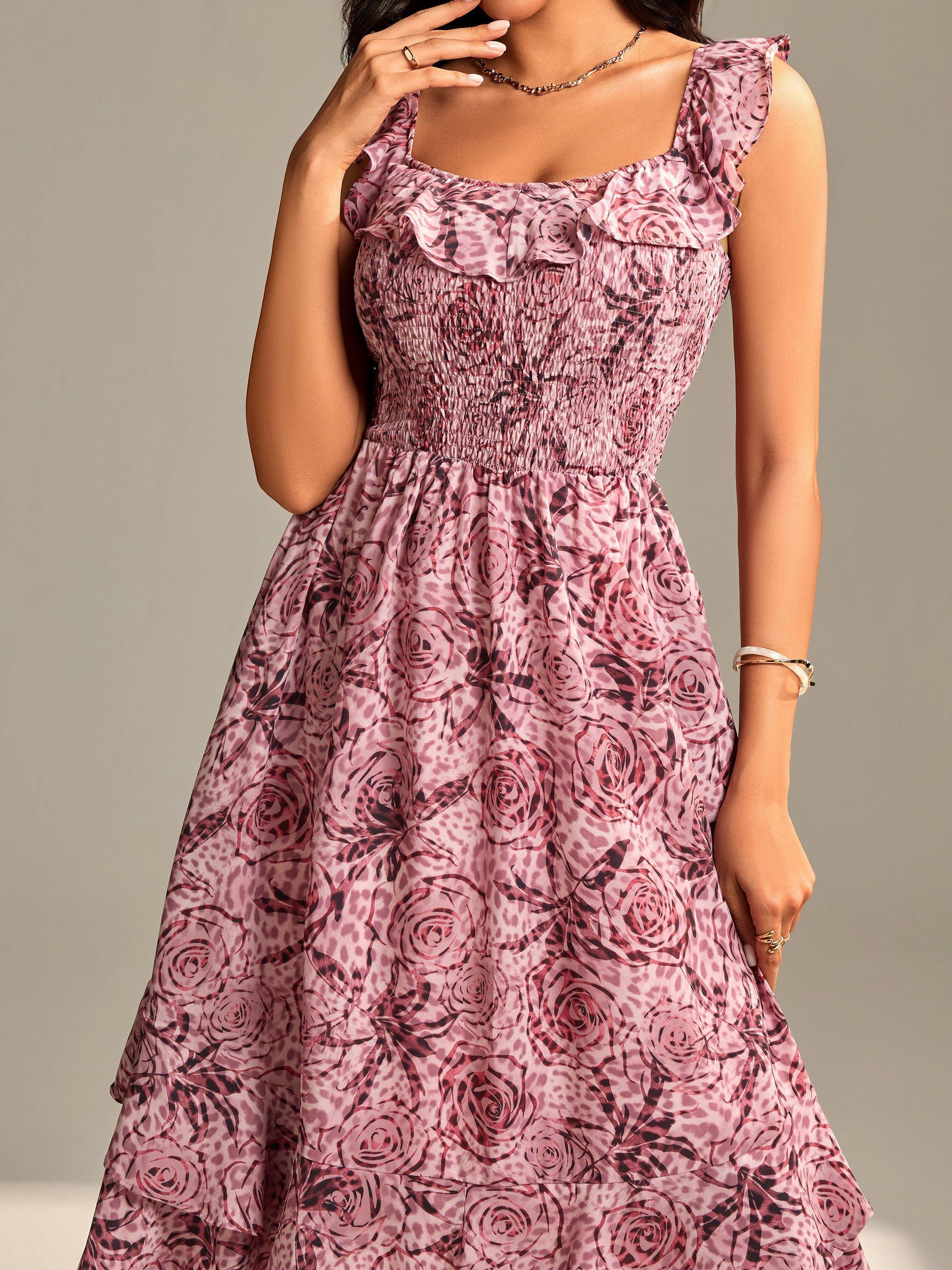 Product image 4 of 6, which shows Jolie Moi Floral Print Midi Dress, Pink Abstract, 8