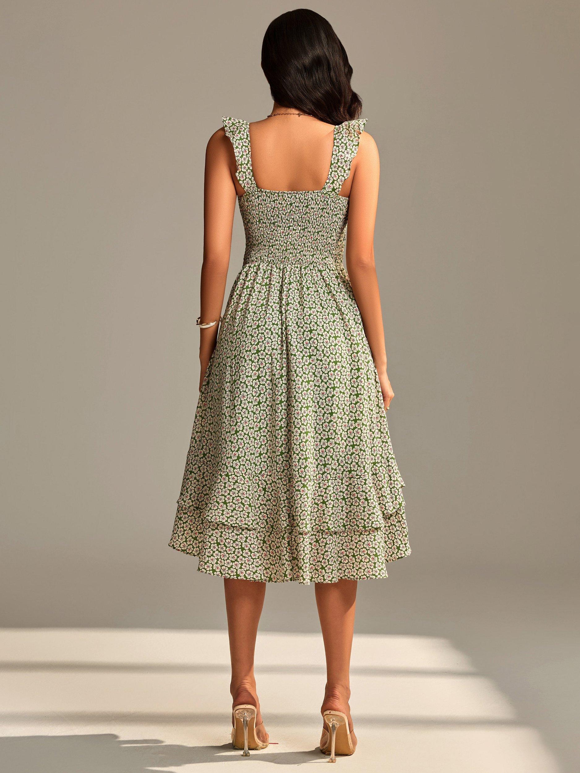 Product image 2 of 6, which shows Jolie Moi Floral Print Sleeveless Midi Dress, Green, 18