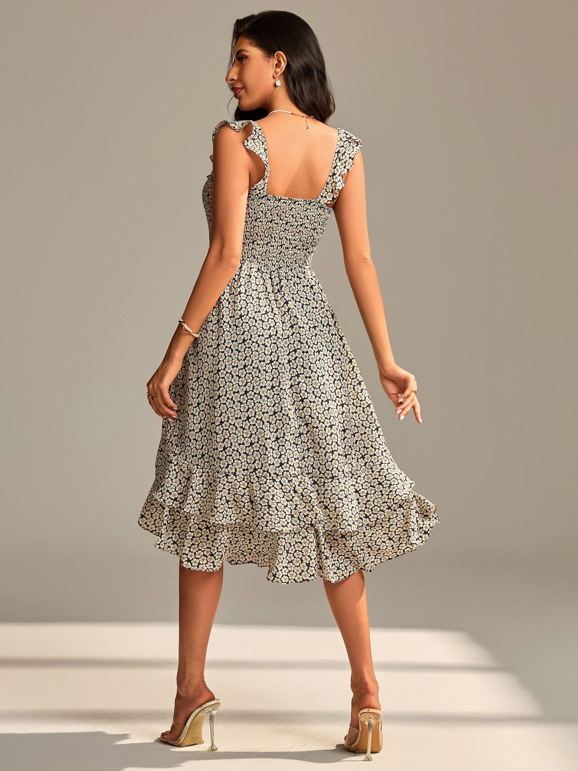Product image 2 of 6, which shows Jolie Moi Floral Print Midi Dress, Navy Floral, 12