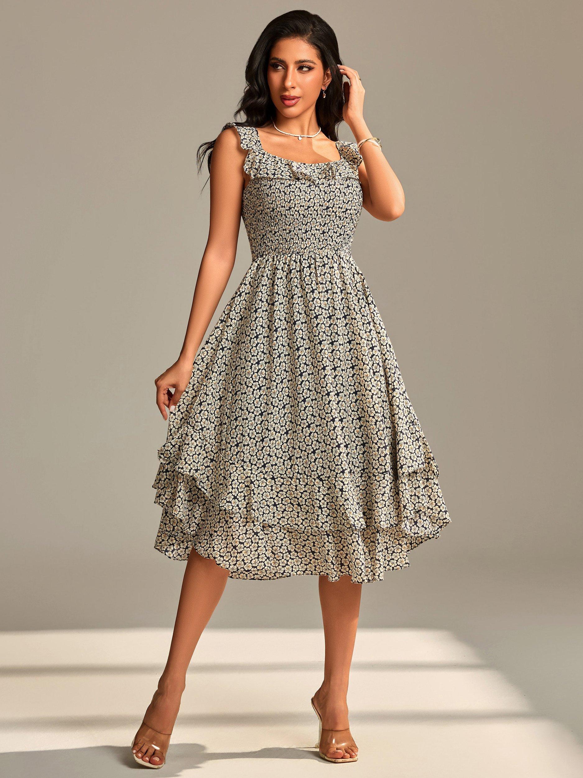 Product image 3 of 6, which shows Jolie Moi Floral Print Midi Dress, Navy Floral, 12