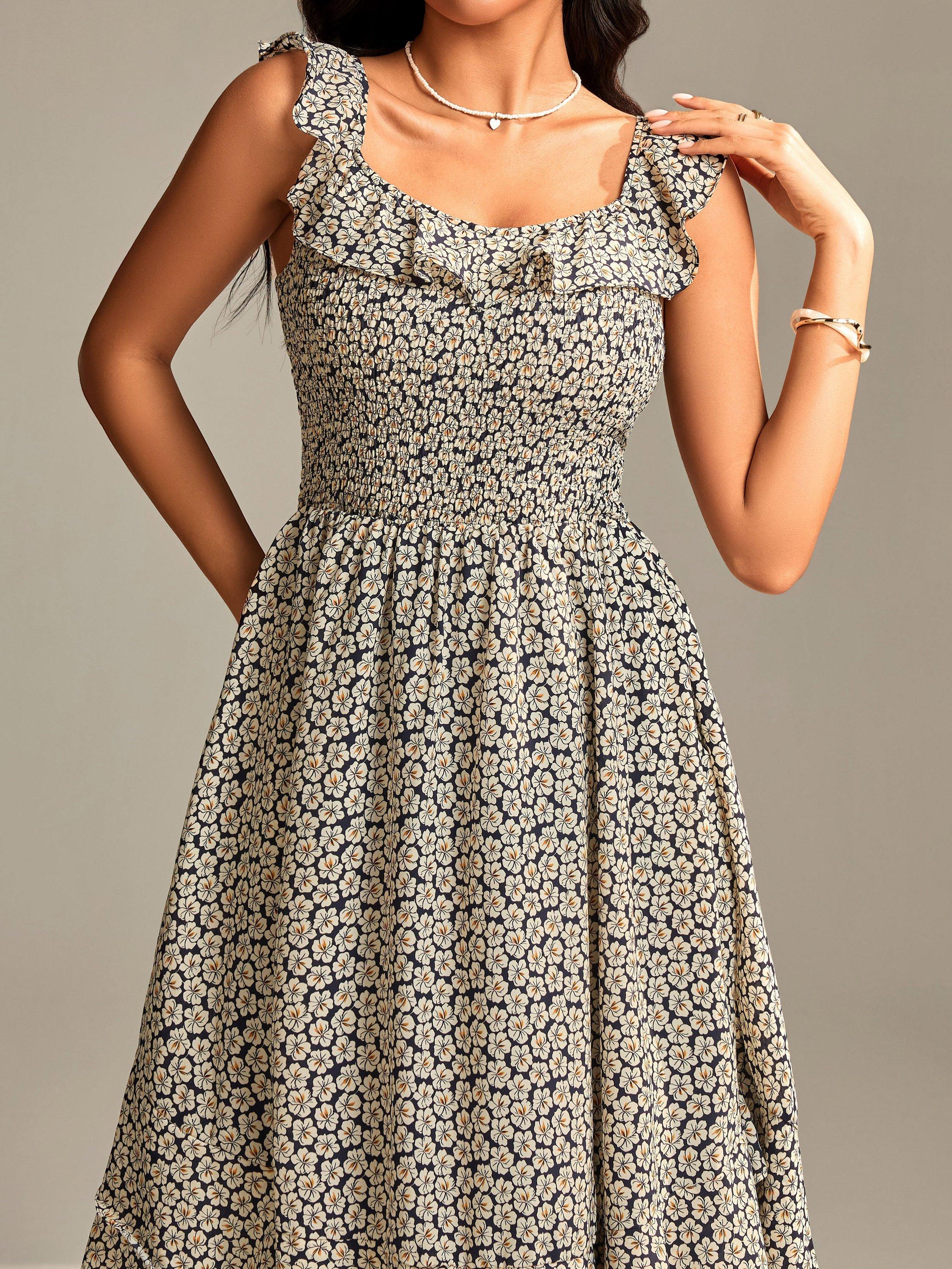 Product image 4 of 6, which shows Jolie Moi Floral Print Midi Dress, Navy Floral, 12