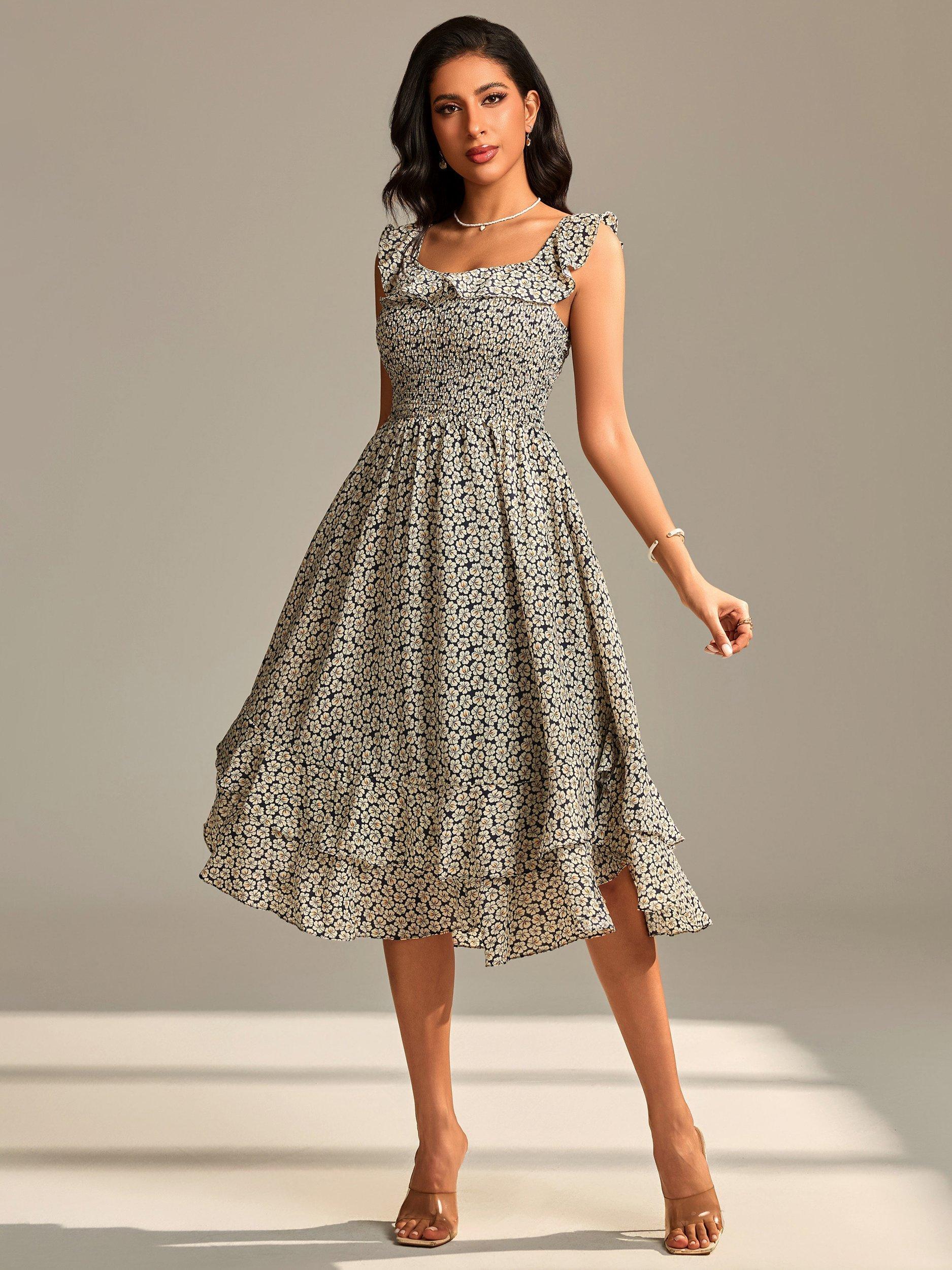 Product image 5 of 6, which shows Jolie Moi Floral Print Midi Dress, Navy Floral, 12