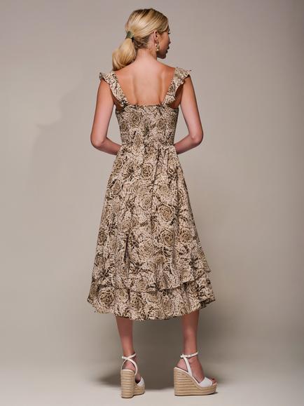 Jolie Moi Printed Sleeveless Midi Dress - view 2, Brown