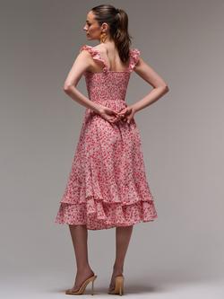 Jolie Moi Floral Print Midi Dress - view 2, Red Floral