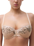 Chantelle Spice Animal and Floral Embroidered Half Cup Bra, Natural/Black