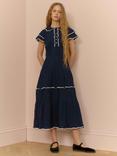 Brora The Dobby Ric Rac Trim Midi Dress