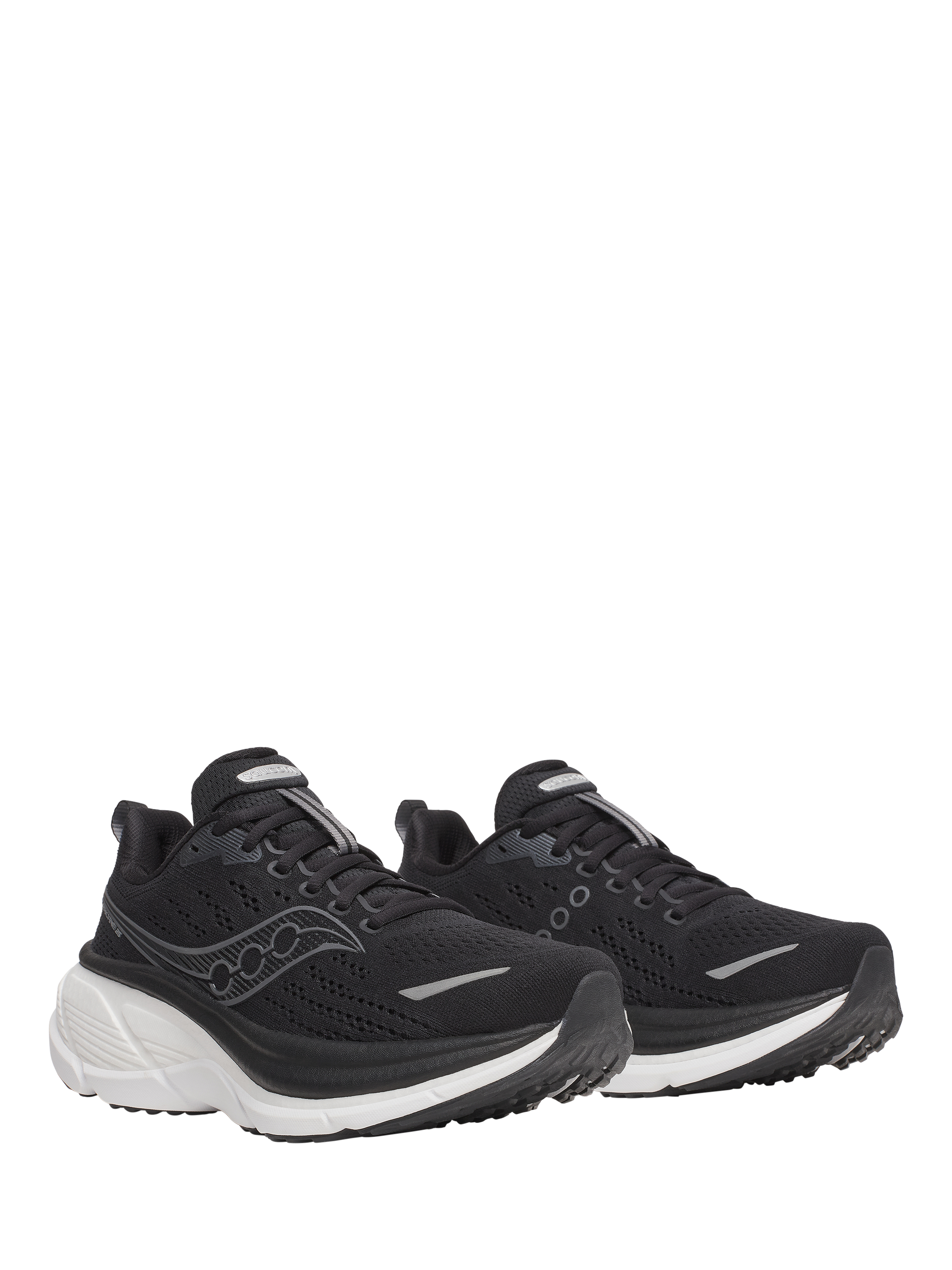 Product image 2 of 6, which shows Saucony Hurricane 25 Running Shoes, Black/White, 4
