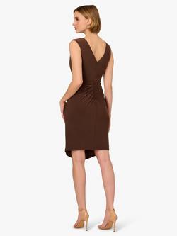Adrianna Papell Buckle Sheath Sleeveleless Jersey Dress - view 2, Chocolate