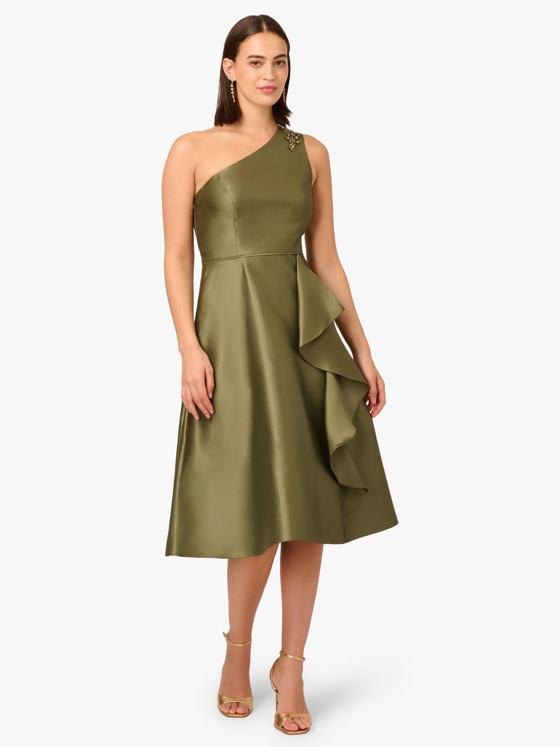 Adrianna Papell Studio One Shoulder Mikado Midi Dress