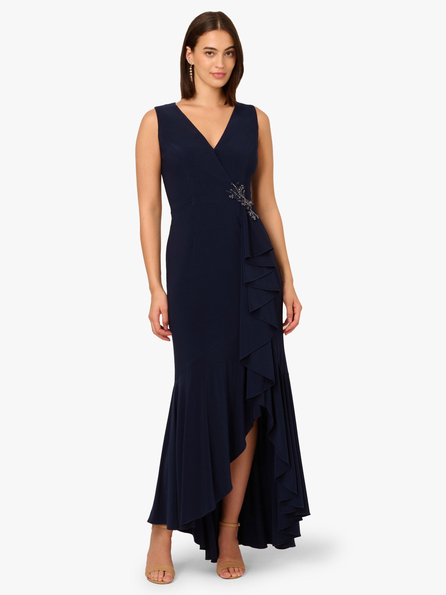 Product image 1 of 6, which shows Adrianna Papell Studio Flounce Ruffle Jersey Maxi Dress, Midnight Blue, 6