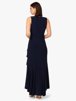 Adrianna Papell Studio Flounce Ruffle Jersey Maxi Dress - view 2, Midnight Blue