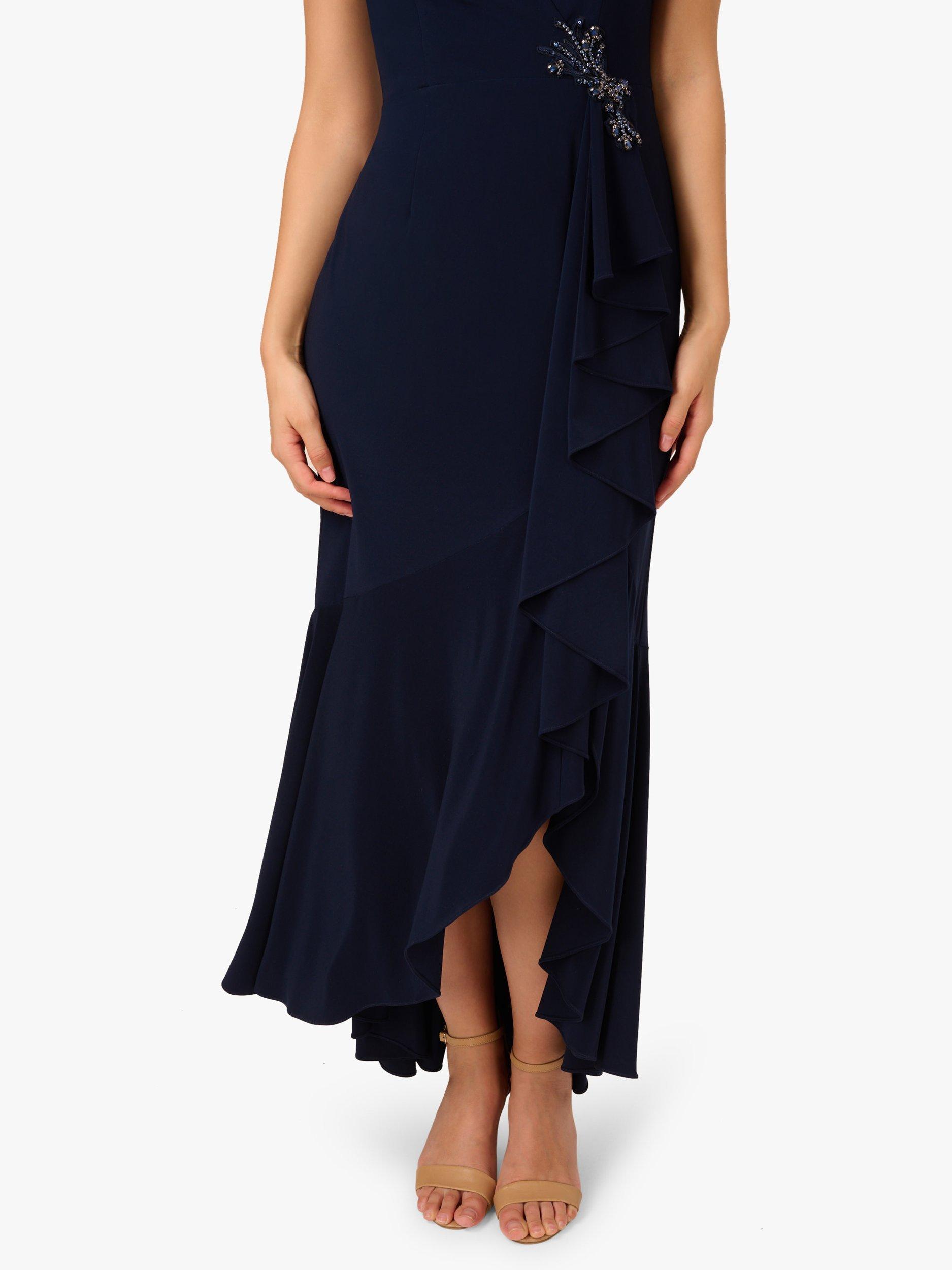 Product image 5 of 6, which shows Adrianna Papell Studio Flounce Ruffle Jersey Maxi Dress, Midnight Blue, 6