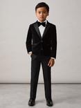 Reiss Kids' Ace Cotton Blend Notch Velvet Blazer