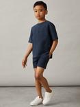 Reiss Perry Cotton London Palm Washed Shorts, Washed Navy