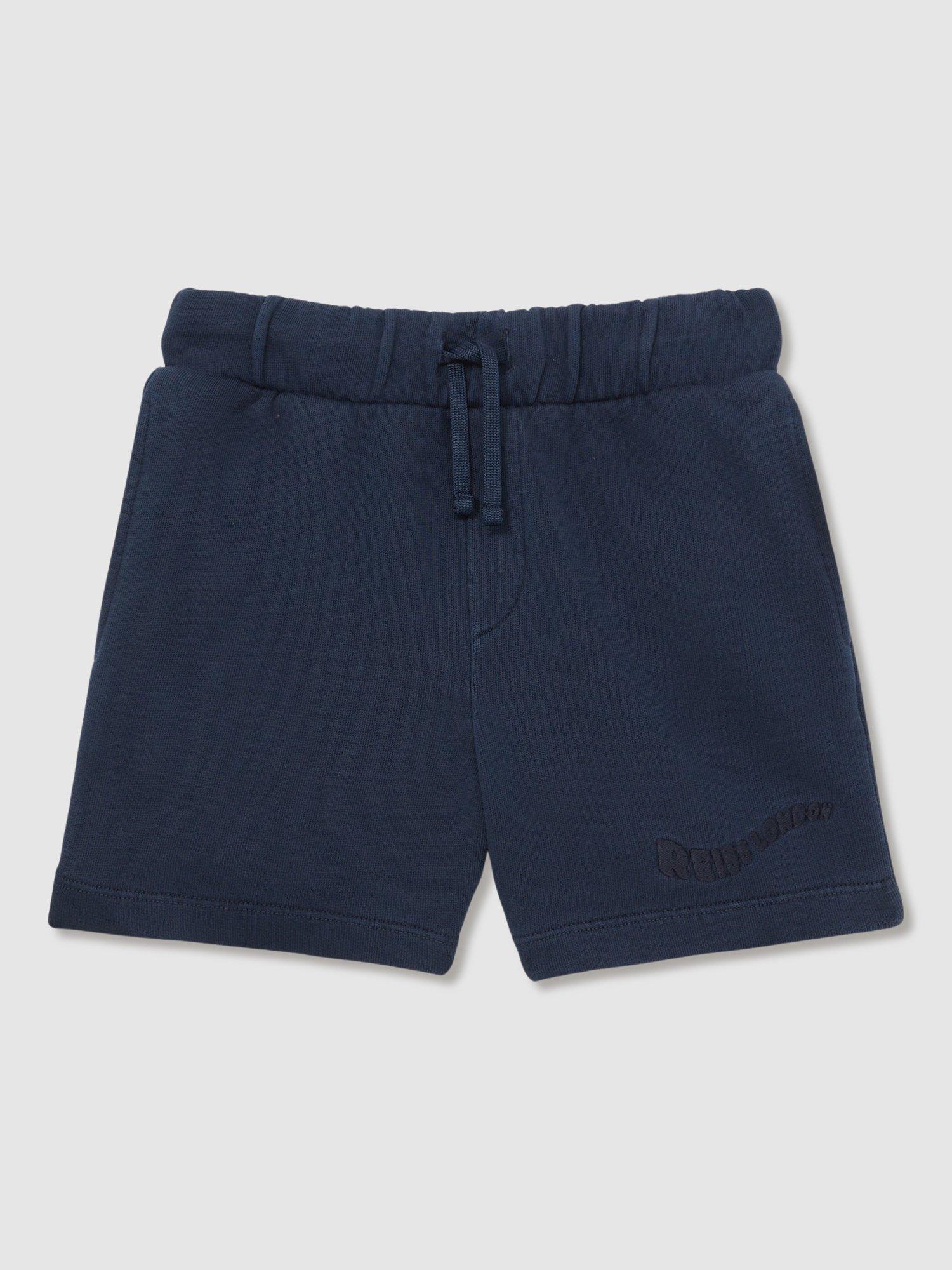 Product image 2 of 4, which shows Reiss Perry Cotton London Palm Washed Shorts, Washed Navy, 3-4 years