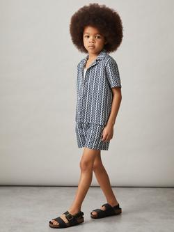 Reiss Kids' Teti Abstract Striped Shorts, Blue