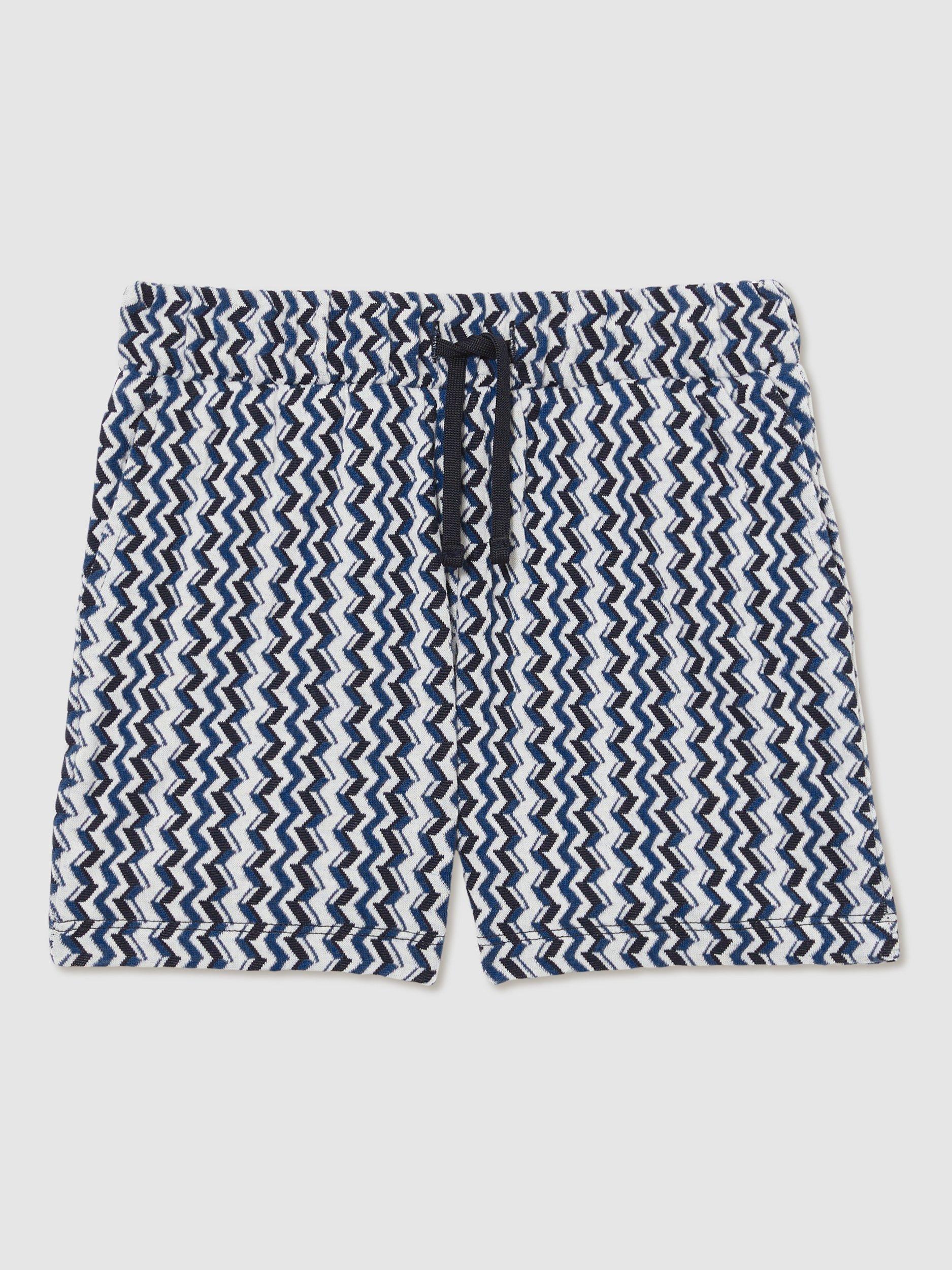 Product image 4 of 5, which shows Reiss Kids' Teti Abstract Striped Shorts, Blue, 3-4 years