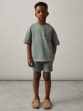 Reiss Perry Cotton London Palm Washed Shorts, Washed Sage