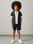 Reiss Tino Colourblock Plisse Textured Shorts