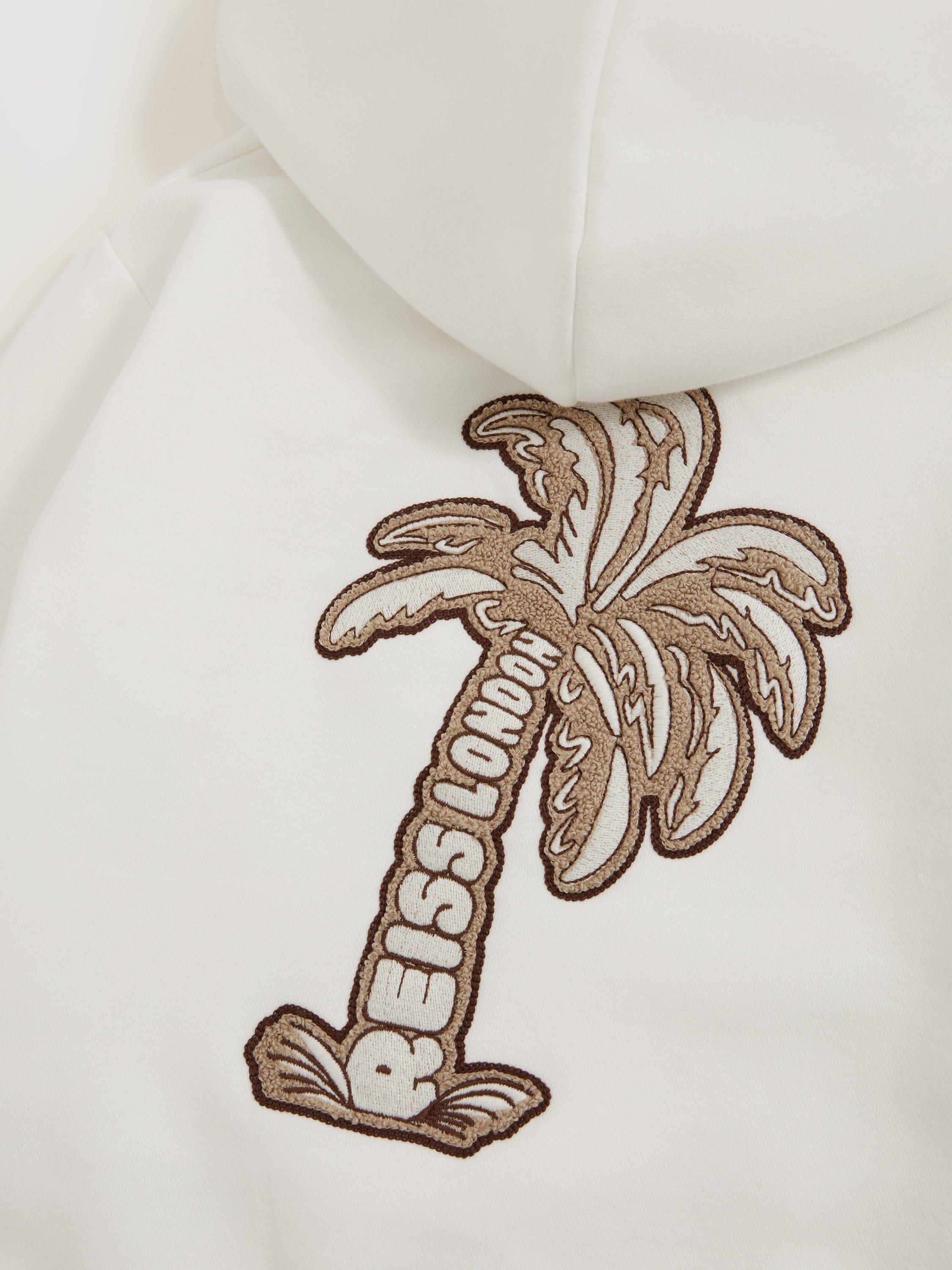 Product image 4 of 5, which shows Reiss Kids' Manilla Cotton Blend Embroidered Palm Hoodie, Off White, 3-4 years