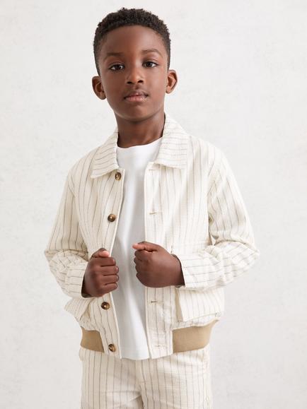 Reiss Kids' Easton Jacket, Off White/Taupe, Off White/Taupe