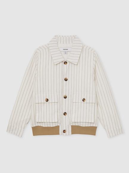 Reiss Kids' Easton Jacket, Off White/Taupe - view 2, Off White/Taupe