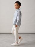 Reiss Kids' Aplin Cotton Long Sleeved Striped Shirt, Blue/White