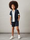 Reiss Kids' Armen Cuban Plisse Texture Short Sleeve Shirt