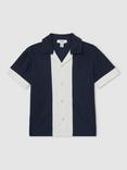 Reiss Kids' Armen Cuban Plisse Texture Short Sleeve Shirt