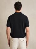 Reiss Asher Short Sleeve Cotton Silk Blend Polo Shirt, Navy