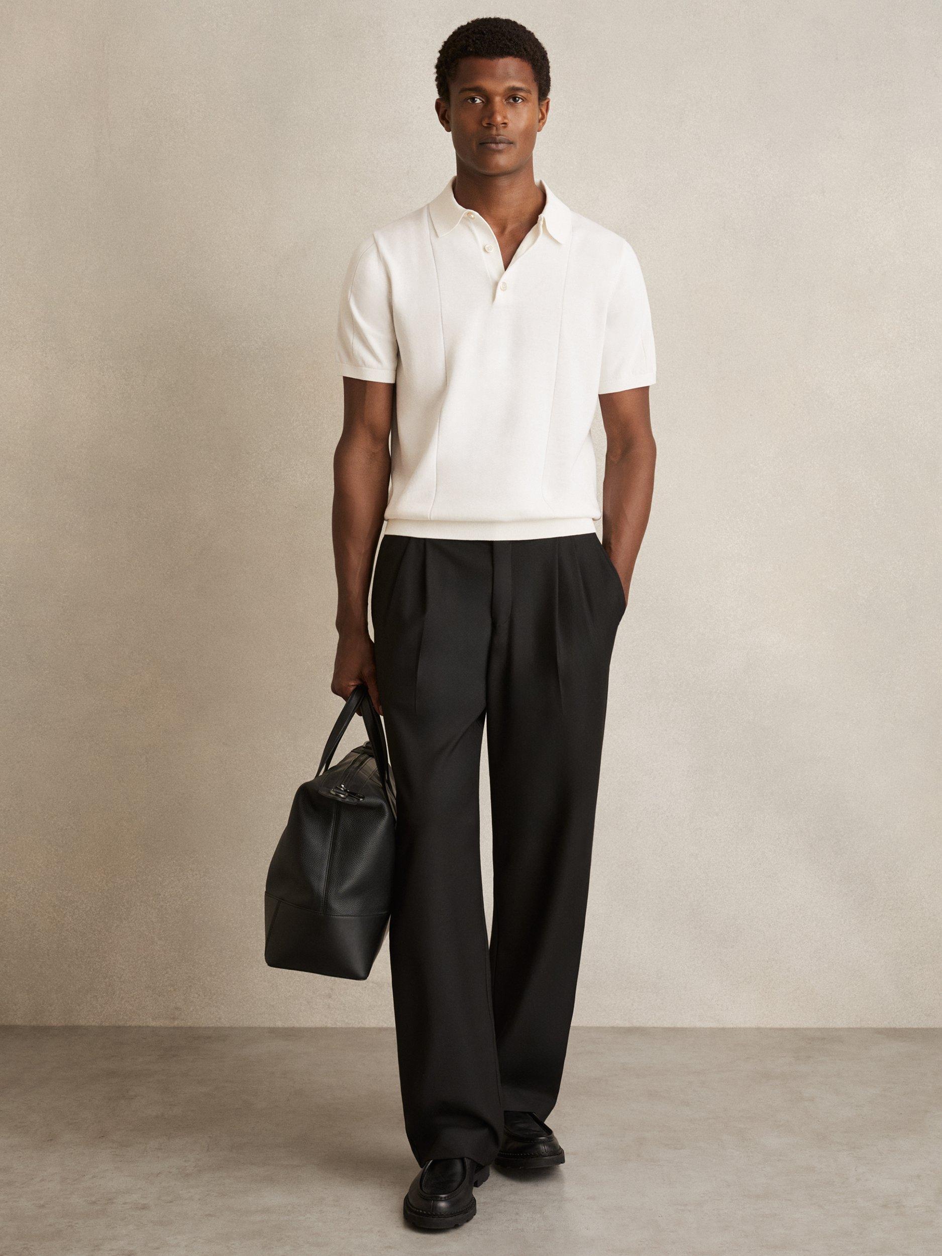 Product image 1 of 5, which shows Reiss Cotton Asher Regular Fit Short Sleeve Polo Shirt, Off White, XS
