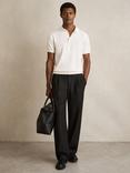 Reiss Cotton Asher Regular Fit Short Sleeve Polo Shirt, Off White