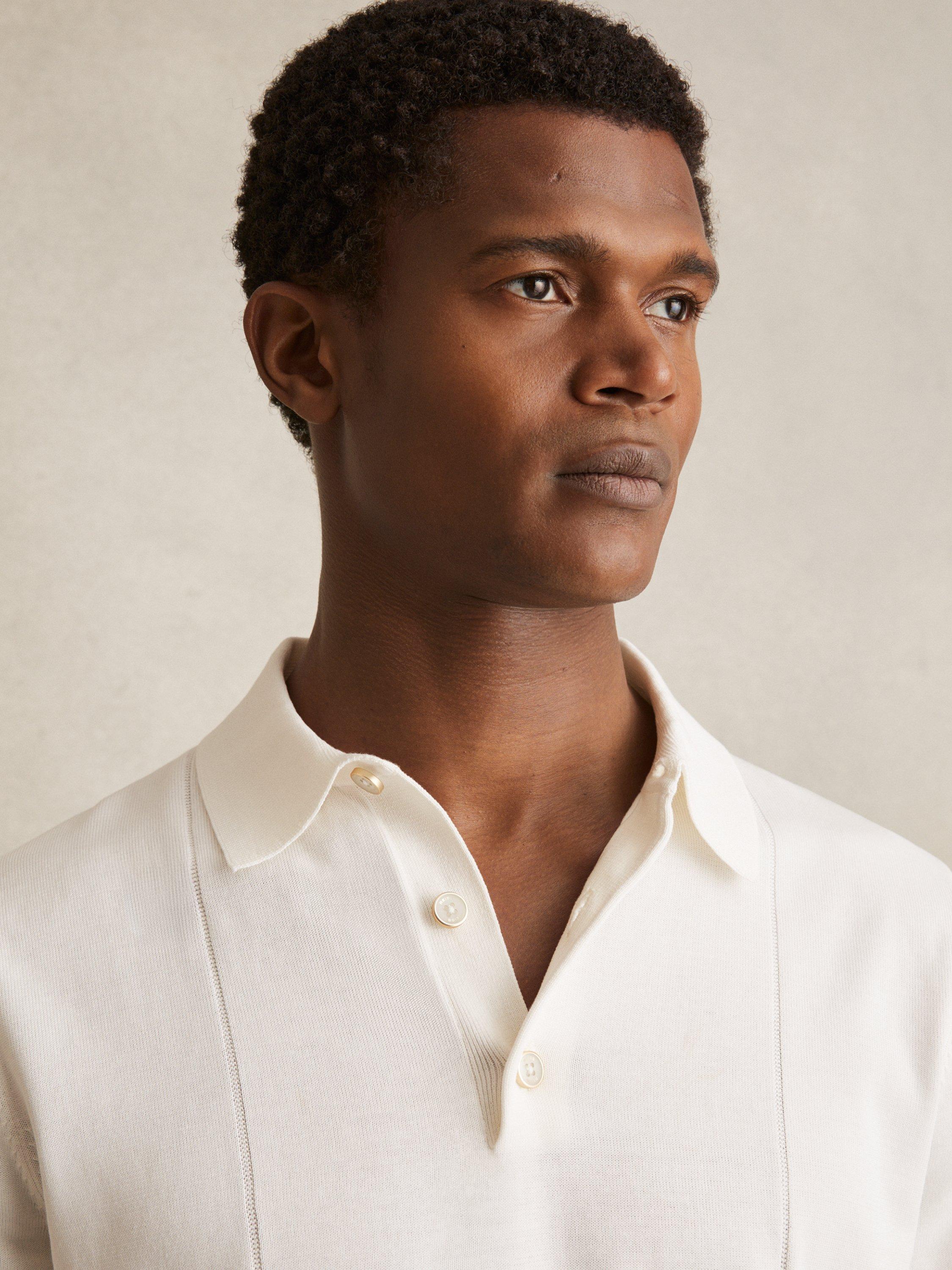 Product image 2 of 5, which shows Reiss Cotton Asher Regular Fit Short Sleeve Polo Shirt, Off White, XS
