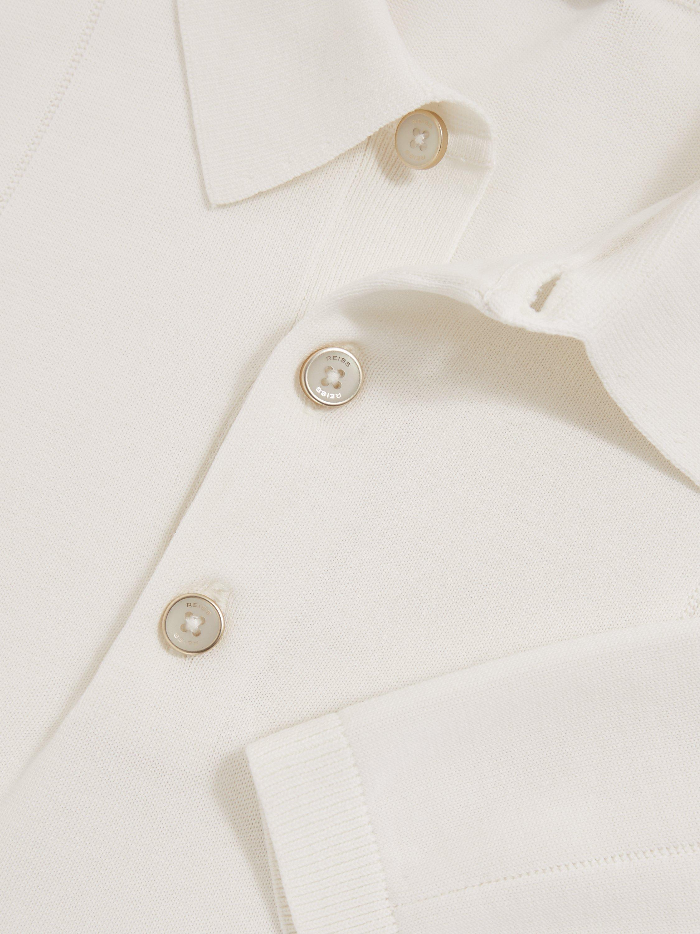 Product image 3 of 5, which shows Reiss Cotton Asher Regular Fit Short Sleeve Polo Shirt, Off White, XS